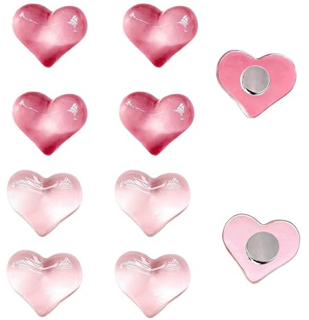 UZYXC 10 Stück Herz Magnete 3D Kühlschrank, Süße Herzfrmige Dekorative Magnete Rosa, Dunkelrosa Dekorative Magneten Kühlschrank, für Küche Magnettafel Whiteboard Kalender Büro (Rosa)