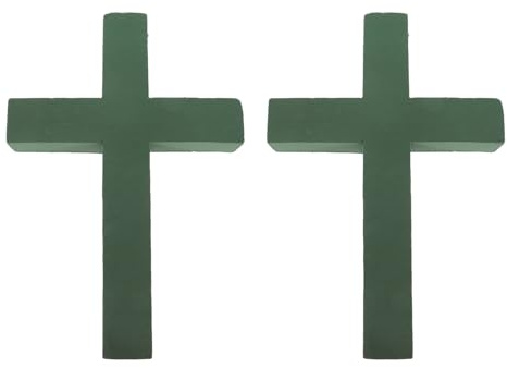 DOITOOL Steckschaum Kreuz Steckschaumblock 2 Stück Grün Wasserabsorbierend für Trauerfloristik Blumenarrangements Tischdekoration Friedhof