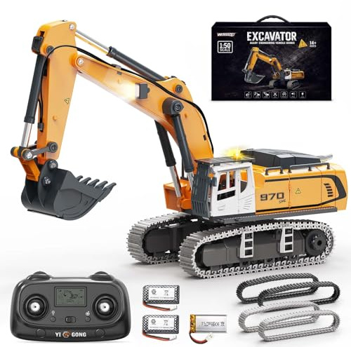 Womaqu RC Digger for Adults and Kids 6+, Remote Control Excavator Mini 1:50