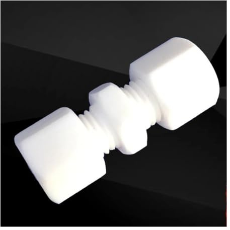 1 2 3 4 6 8 10-35mm Tube OD PTFE Compression Union Connector Coupler Pipe Fitting High Temperature Resistance(8mm)