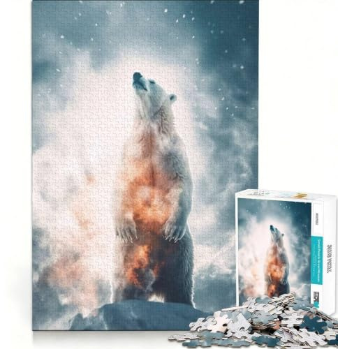Puzzle für Teenager 1000 Teile Eisbär aus Die Eiskönigin Lernspielzeug zur Verbesserung des Gedächtnisses mit passendem Poster und Quizblatt 38x52cm