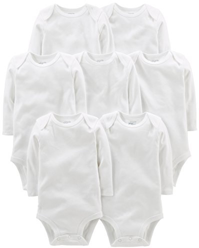 Simple Joys by Carter's Unisex Baby Side-snap Long-Sleeve Shirt Body, Weiß, 3-6 Monate (7er Pack)