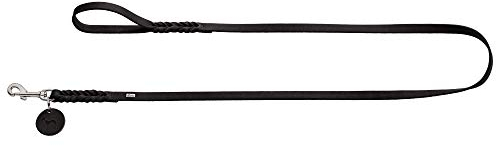 HUNTER Hundeführleine SOLID EDUCATION, Farbe: schwarz, Leder, geflochten, robust, weich, Handschlaufe, Größe: 16/200