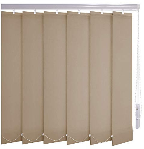 Sonnenschutz-HH® - Lamellenvorhang beige - Breite 465 cm x 190 cm Höhe - Office Verdunkelungslamellen für Bildschirmarbeitsplätze Lamellenbreite 127mm Vertikaljalousie Vertikalanlage