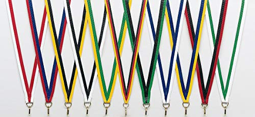 Henecka 10-er Pack schmale Halsbänder inklusive Karabiner in Ihren Vereinsfarben oder mit Motiv: Automobil, Fußball, Smiley, Europa oder in Gold, Silber oder Bronze (schwarz-gelb)