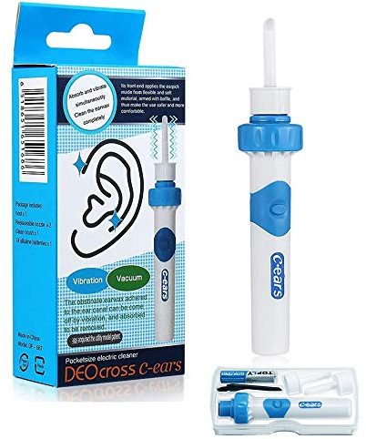 Nettoyant Oreille,Aspiration électrique Q Grips Nettoyant Oreilles,sûr et lavable, Vibrant doucement pour attirer le cérumen,pour Bebe Enfants Toute votre famille-2 têtes