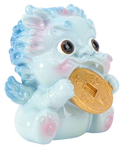 PRETYZOOM Pixiu Statue Chinesische Feng Shui Figur Viel Glück Deko Weihnachten Neujahr Dekoration für Reichtum Glück Health Anzuziehen (Himmelblau)