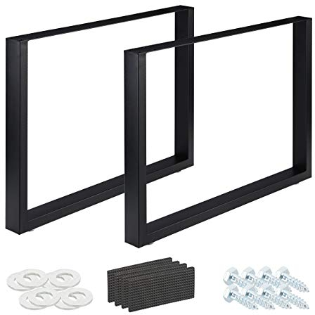 Relaxdays Tischkufen 2er Set, BxH: 100x72 cm, Metall Tischbeine Schreibtisch, Esstisch, Couchtisch, Industrial, schwarz, 100 x 72 cm