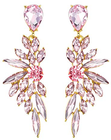 Clearine Donna Matrimonio Orecchini per Sposa Cristalli Goccia Multi Marquise Cluster Bling pendenti Rosa Oro-fondo