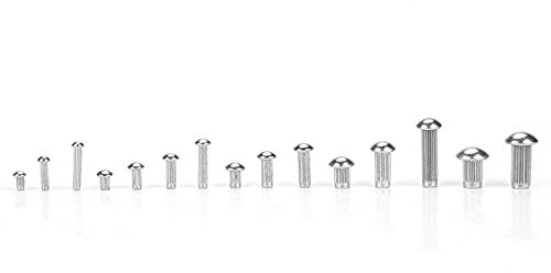 Rändelschaft-Nietensatz, 250-teilige Rändelmutter aus Edelstahl M2-M5, Rundkopf-Rändelschaft-Nietsortiment-Sortiment, verwendet für Produktetiketten, Typenschilder