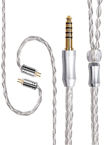 FEDAI 8-Core Silver Copper Earphone Replacement Upgrade Cable, 1.2m, 4.4mm Plug, 2 Pin 0.78mm, Compatible with KZ ZS10 PRO, AS10, ZS10, ZS6, ES4, ZST, ZSR, ED16, TRN V80, V90, CCA C10