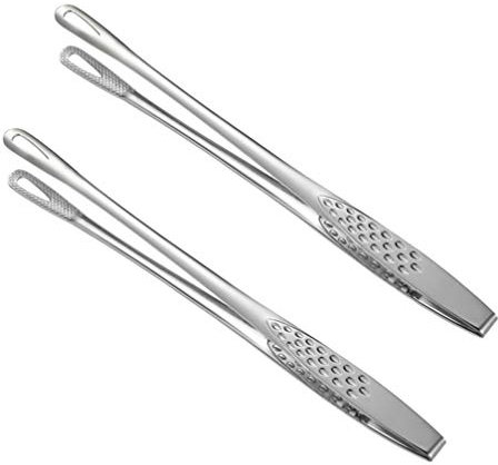 Angoily Buffet Tongs Pcs Stainless Steel Tongs, Grill Tongs for Cooking, Japanese Style Multifunction Cooking Tongs Barbecue Clamp Kitchen Serving Tong for Grill Steak Fried Fish Sea 2