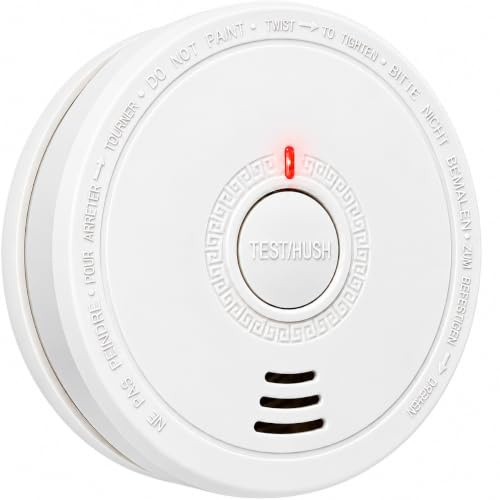 Fire Alarms Battery Operated for Home,Smoke Alarms Detector with 10 Years Life/5 Years Battery, Fire Alarm with LED Indicator and Silence Button Photoelectric Smoke Alarms for Home (1 Pack)