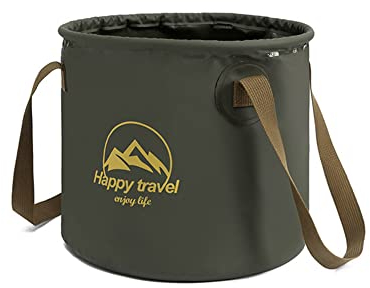 Cubeta de agua plegable multifuncional, cubo de camping, contenedor portátil, cubo plegable ligero con asas para camping, lavado de platos, lavandería, pesca, senderismo, 20/10 L
