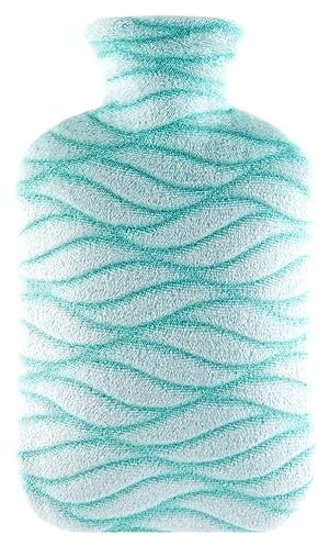 samply 2L Hot Water Bottle with Soft Cover - Hot Water Bag for Cosy Nights, Pain Relief, Back, Neck and Shoulders,Light Blue