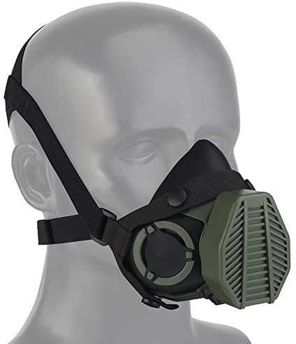 ACEXIER Taktische Atemschutzmaske Gesichtsmaske Halbmaskenfilter Austauschbare Anti-Staub-Maske Verbessert für das Schießen Jagd Airsoft-Zubehör