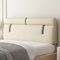 ZZYK Doppeltes Kopfteil Gepolstertes Wandkissen Bett Rückenlehnenkissen Taillenstützkissen,Wasserdichtes Leserückenkissen Für Schlafsaal Schlafzimmer Tagesbett,Elfenbein,Straps 63/160cm