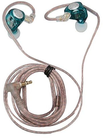 Auriculares KZ EDX Pro con Monitores en la Oreja, Auriculares con Cable de Sonido Estéreo sin Pérdidas, Auriculares HiFi con Cancelación de Ruido y Cable OFC 5N (Cian Transparente)