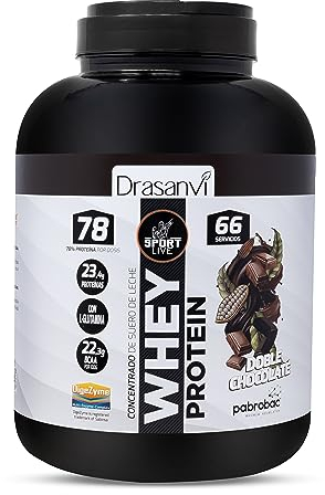 SPORT LIVE Concentrado de proteinas de suero de leche | Whey Protein en polvo con L-Glutamina y L-Leucina | Ayuda a aumentar tu masa muscular | Mejora tus batidos |Doble Chocolate | 2 KG