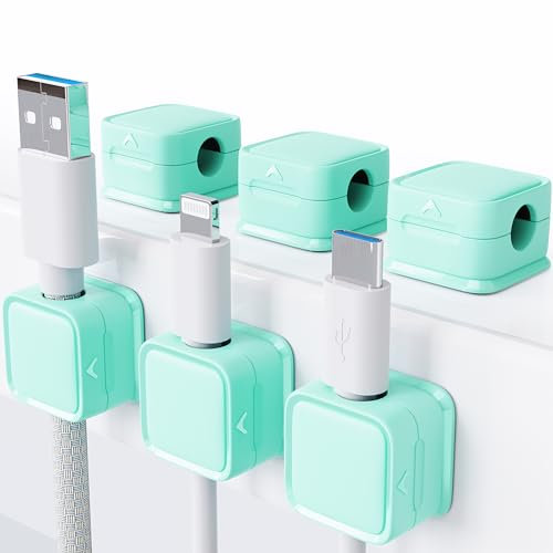 smofish Cord Organizer Holder, 6 Pack Magnetic Desk Cable Clips Management, Hide Phone Charging Cable Keeper, Strong Adhesive Wire Charger Holder for Nightstand, Kitchen Appliances, Office Supplies