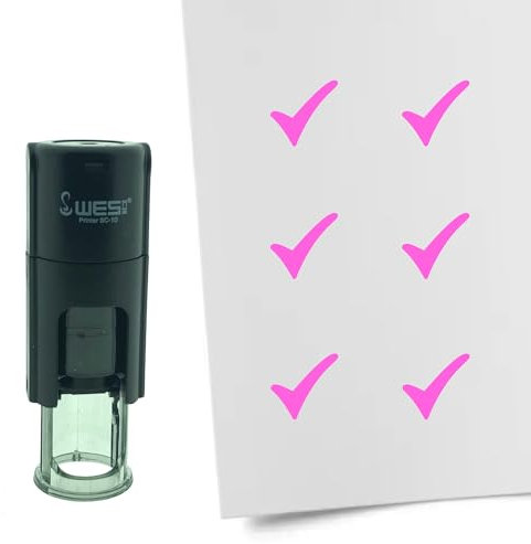 Tampon encreur CombiCraft Coche – 10 mm rond – Encre rose – Cassette d’encrage remplaçable – Utile pour cartes de collection, bullet journals ou autres projets créatifs
