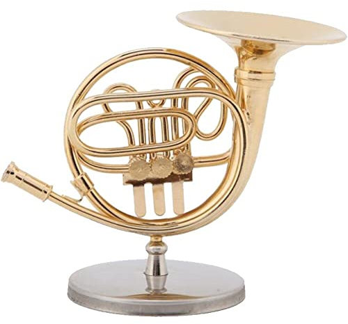 Miniatur -messing Französisch Horn Ornament Stand Musical Instrument Model Home Desktop Dekoration Weihnachtsgeburtstag Geschenke