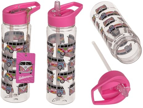 Out of the blue Trinkflasche, VW T1 Bus - Summer Love, für ca. 550 ml, mit Trinkhalm, ca. 23 x 8 cm, aus Kunststoff