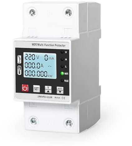 Jadeshay stabilizzatore di tensione 220v protettore di sovratensione e sottotensione WiFi dispositivo di protezione sovratensione con schermo a colori compatibile con Tuya