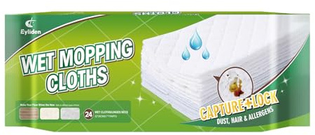 Eyliden 24-Count Unscented Wet Mop Refill Wipes For Cleaning Floors | Thick & Patterned Design, Universal Wet Wipes For Quick and Efficient Cleaning, Trap Dust Hair Grime, Ideal for Any Surfaces
