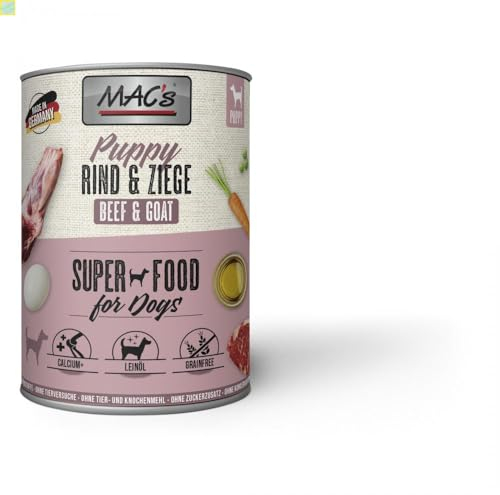 6 x MACs Dog Puppy Rind & Ziege Dose 800g