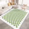Teppich Teppich esszimmer,Creme grau grün Kariertes DesignWaschbar und rutschfest,esstisch Teppich spielunterlage,80x160cm