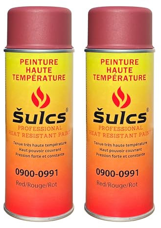 Peinture Haute Température Professionnelle 900°c - Aérosol 400ml - Rouge Ref. 0991 - Haut Pouvoir Couvrant - Barbecue Braséro Four Poêle à bois Insert Cheminée Auto Moto Radiateur ŠULCS BBQ® (2)