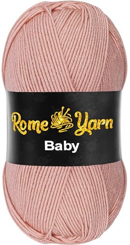 Baby Wolle (#3 DK) Leichtes Kammgarn Babygarn, Strickgarn Baby Best uni Babywolle, Antipilling Strickwolle Häkelwolle Acrylgarn zum Stricken und Häkeln (1 Knäuel, 258 Schmutziges Rosa)