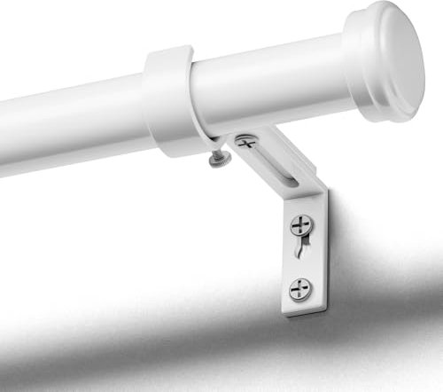 DEFYNEE Gardinenstange Weiß 80-305 cm, Vorhangstange Ausziehbar 25 mm Durchmesser mit Halterung und einfachen Endkappen für Schlafzimmer, Wohnzimmer