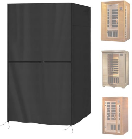 Safipotts Outdoor-Sauna-Abdeckung, strapazierfähig, wasserdicht, Sauna-Abdeckung für Holz-Infrarot-Sauna (schwarz, nur Abdeckung) (182,9 x 121,9 x 193 cm)