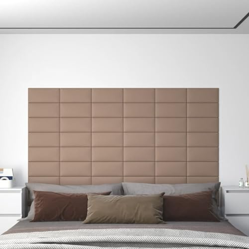 ShGaxin Wandpaneele 12 STK Deckenpaneele, Wanddeko, Styropor Platten, Wohnkultur, Cappuccino-Braun 30x15cm Kunstleder 0,54 m²