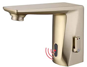 Robinets à capteur pour lavabo de salle de bain Robinet de lavabo sans contact Robinet mitigeur de lavabo de salle de bain, robinet de lavabo infrarouge sans contact Or brossé Chaud comme jamais