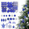 LZQ Weihnachtsbaumschmuck mit Anhänger und Kugeln Lackiert, 108 Stück Weihnachtskugeln aus Kunststoff, Mattweiß, Matt und Glänzend Texturen, Glitzerkugeln für Innen und Außen Weihnachtsbaum, Blau