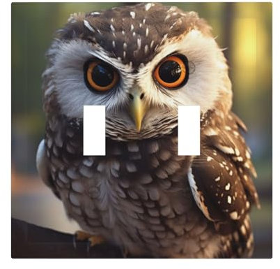 Plaque murale à 2 interrupteurs à bascule - Plaque murale décorative pour interrupteur - Jolie chouette - Plaque murale pour prise électrique - Plaque frontale pour chambre à coucher, salle de bain,