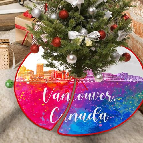 Kanada Vancouver Weihnachtsbaum-Rock Ölgemälde abstraktes Stadtbild Weihnachtsbaum Röcke Matte Vintage Rock Basis Bodenmatte Abdeckung für Weihnachten Home Dekorationen 76,2 x 76,2 cm