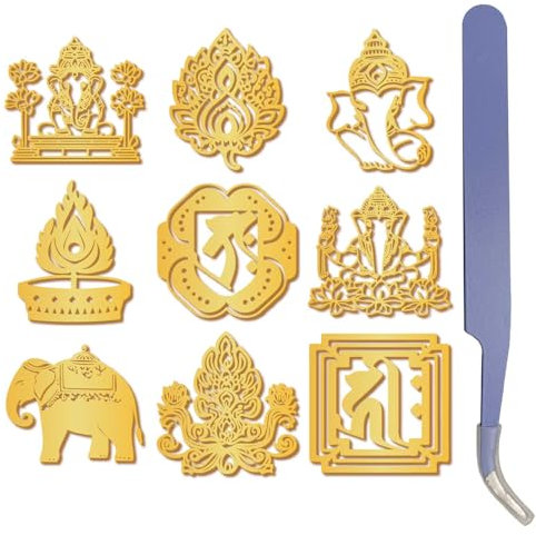 craspire Goldene Metallaufkleber Thailand Elefantenaufkleber Mit Pinzettensymbol Selbstklebende Wasserfeste Goldene Aufkleber Selbstklebende Rückseite Metallaufkleber Für Scrapbooking DIY