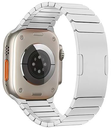 MaKTech Correa de Titanio Para Reloj,Brazalete de Metal Ligero con Esquina Redondeada y Hebilla Integrada,para Apple Watch Serie 11/10/9/8/7,SE 3/2/1 [2025] (42mm/41mm/40mm,Plateado)