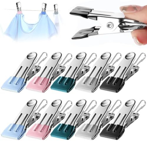 10 Pièces Cintre Pince Crochets, Pinces À Linge en Acier Inoxydable, Clips de Cintre à Linge en Acier Inoxydable pour Vêtements, Travaux Manuels, Serviette de Plage, Pinces de Cuisine