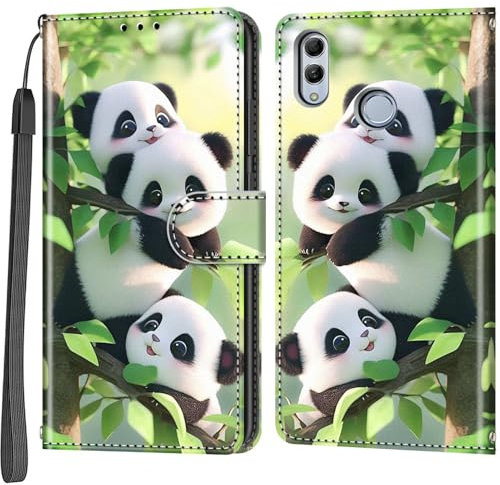 Cover per Huawei Honor 10 Lite/P Smart 2019, Custodia Interno TPU Antiurto Portafoglio con Disegni [schede Fessura] [Supporto Stand] Cover Libro in PU Pelle (panda)