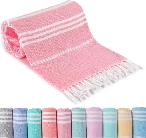 Hamamtuch Rosa Strandtuch XXL 90X200 Sandfrei Schnelltrocknendes Badetuch Groß Strandhandtuch Baumwolle Badehandtücher Strand Handtuch Beach Bath Towels Hammam Tuch Strandlaken Dünn Leicht