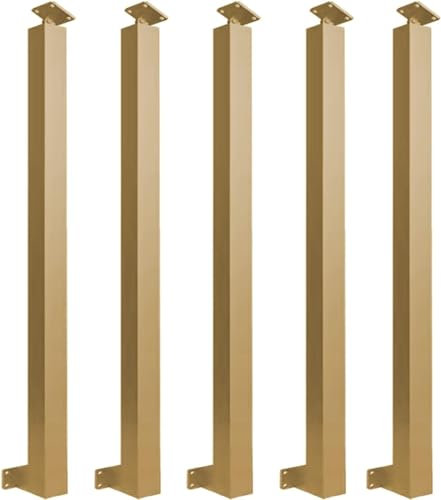 Geländer 90 cm hoch Ersatz-Treppengeländerpfosten, Schwarze Moderne Geländer-Spindelsäule, Seitenmontagesätze(5pack,Gold - 90cm/35.4in)