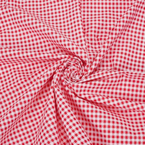 PH PandaHall Gingham Stoff Karierter Baumwollstoff 1,6 m breiter Stoff mit rotem Tartanmuster Karierte bedruckte Bastelstoffe zum Nähen von DIY-Bastelarbeiten, Kleidung, Quilts, Tischdecken, 1 m
