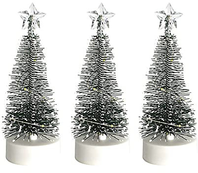 BAFOVY Mini Albero di Natale a Emissione di Luce a LED, Aspetto Piccolo, Medio e Grande, Realistico, Decorazione del Tavolo da Pranzo, Ghirlande Natalizie, Ornamenti Fotografici per (2)