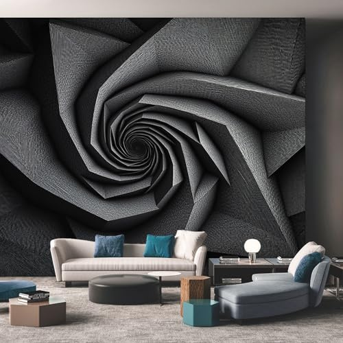 Generisch Tapete 3D Geometrisch, Fototapete Schwarz Minimalist, Vliestapete für Schlafzimmer Wohnzimmer, Wand Deko Tapeten, Wandverkleidung 250x175 cm D&O15