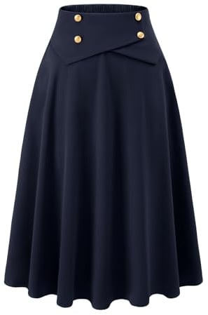 Bbonlinedress Jupe Longue Femme Hiver Jupe Vintage Casual Taille Haute Elastique A-Ligne avec Poches